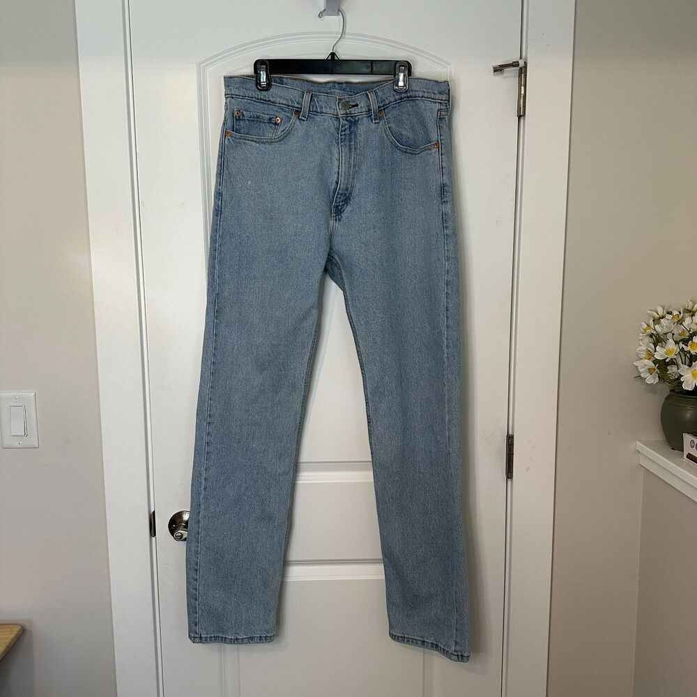 Levi's 505 Regular Fit Jeans Mens 36x34 Measured 32 Inseam Light Wash - Picture 4 of 16